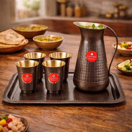 Antique brass juice set